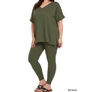 New Zenana Dark Olive 2 Piece Set